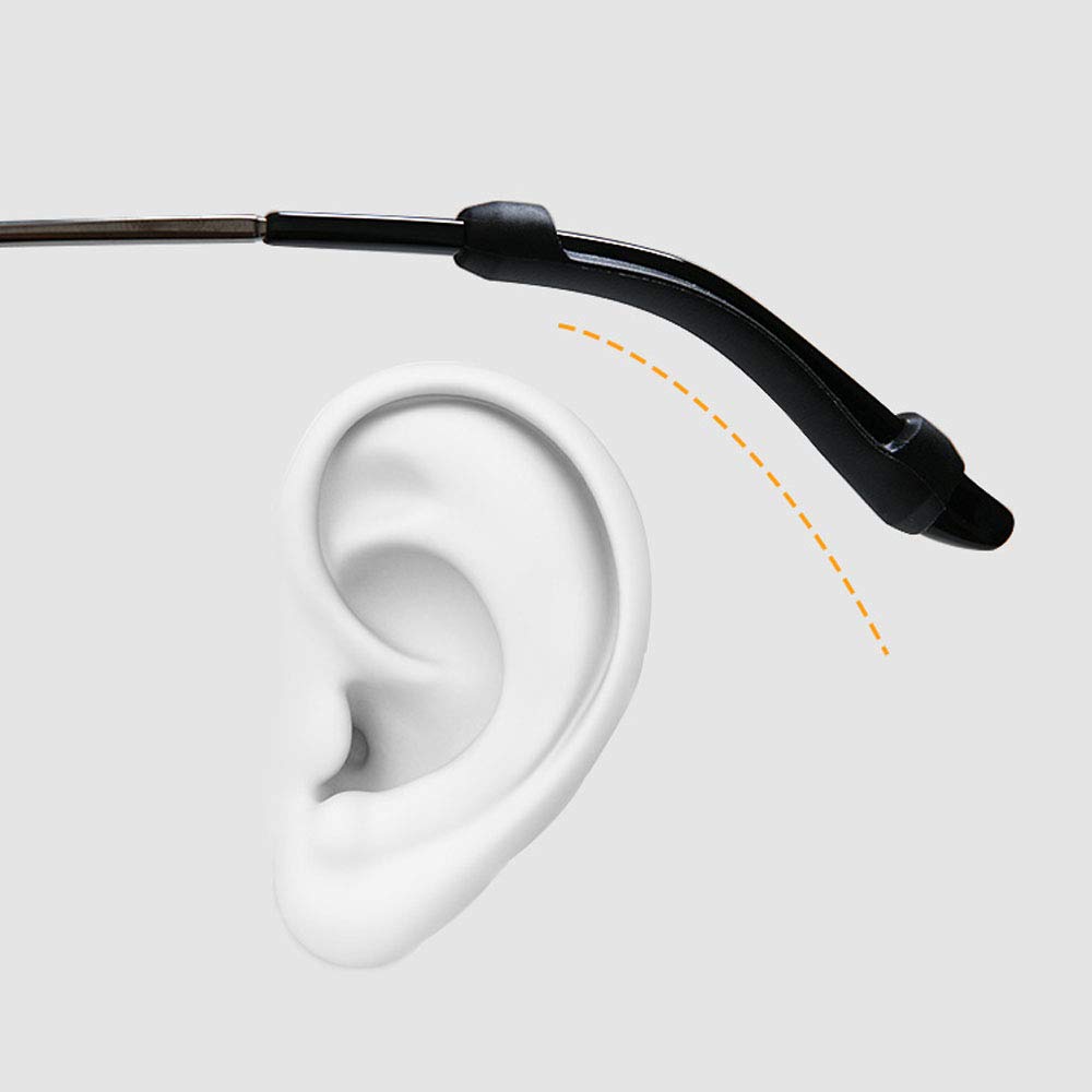 10 Pairs Eyeglass Strap Holder-Silicone Glasses Ear Hooks, Anti-Slip Elastic Comfort Glasses Retainers for Spectacle Sunglasses, Reading Glasses, Sports Eyeglass, Black&Clear