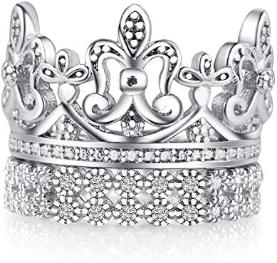 Mars wings Women and Mens Wedding Rings 925 Sterling Silver Crown King Band Rings 2PCS