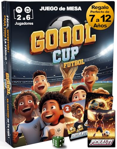 GOOOL CUP Soccer Board Games for Kids 6 7 8 9 10 11 12 Years Old - Family Card Game - Gift Football Boys and Girls - 2 to 6 Players - Great for Birthday and Christmas