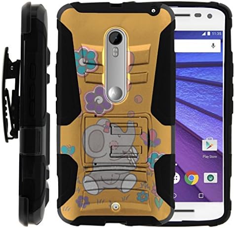 Motorola X Play Case | Motorola Droid MAXX 2 Case [Hyper Shock] Dual Layer Gel Hybrid Armor Belt Clip Impact Stand Case Cool Design by TurtleArmor - Playful Elephant