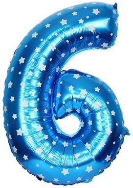 BM AVESTA 32 Inch Number Foil Balloons (Six "6", Blue) Foil Balloons, This Balloons perfect For Birthday, Baby Shower, Anniversaries, Ceremony and Parties Decorations, Premium Quality