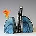 JIC Gem Agate Bookends Dyed Blue Book Ends for Heavy Books Geode Bookends for Bookshelf Decor Cute Stone Bookends with Rubber Bumpers for Office Décor and Home Decoration(1 Pair,6 to 8 Lbs)