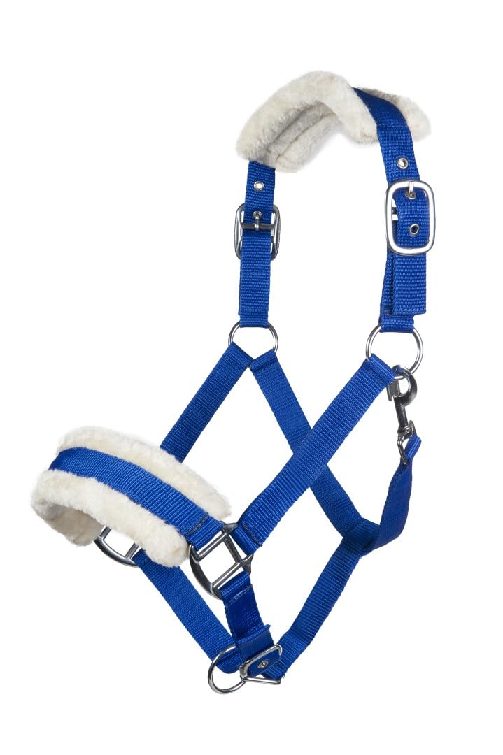 HKM 11796 Bischofshofen Headcollar Plush Padding Horse Halter Royal Blue, Warmblood