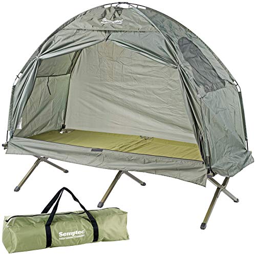 Semptec Urban Survival Technology Feldbettzelt: 2in1-Zelt mit Alu-Feldbett, 1200 mm Wassersäule, 193 x 78 x 160 cm (Liegezelt, Schlafzelt, wasserdichte Taschen)
