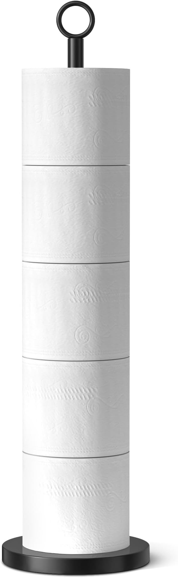 niffgaff Free-Standing Toilet Roll Holder 4-Roll Capacity Matte Black Stainless