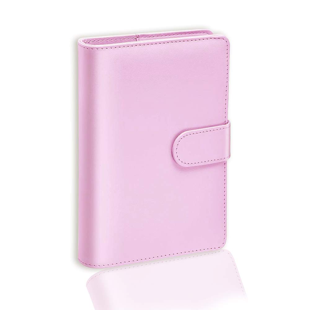 A5 PU Leather Notebook Binder, Refillable Paper Binder, Loose Leaf Personal Planner Binder Cover with Magnetic Buckle (Pink)
