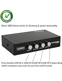 gyand metal Case USB 2.0 de 4 puertos Manual Compartir Caja De Sharing switch conmutador adaptador Hub permiten 4 ordenadores Share 1 dispositivo USB como Impresora, Escáner, cámara, teclado
