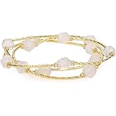 MetJakt Handmade Original Women's Stretch Bracelet Multi-Strand Coloured 8MM Gemstones Tahitian Pearls Austrian Crystal Perfect Touch of Colour for Any Outfit Extraordinary Colour Explosion