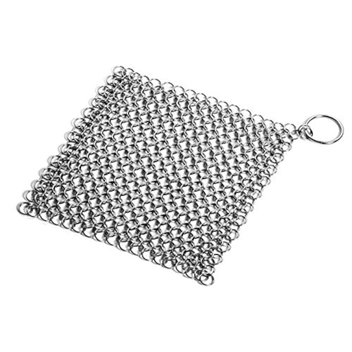 Hudson Essentials Cast Iron Cleaner XL 7x7 Premium Stainless Steel Chainmail Scrubber Health & Household, Household Supplies, Household Cleaning, Kitchen Cleaners