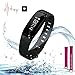 Fitness Activity Tracker Watch - Smart Bracelet with Blood Pressure Heart Rate Monitor Pedometer Calorie Counter Sleep Monitor Call Alert IP67 Waterproof for iPhone Android (Black + Purple Straps)