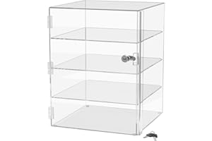 Acrylic Locking Vertical Cabinet with Keys 12" x 12" x 16" Clear Countertop Hinged Swing Door Locker for Retail Products and Convenience Stores Merchandise by Marketing Holders