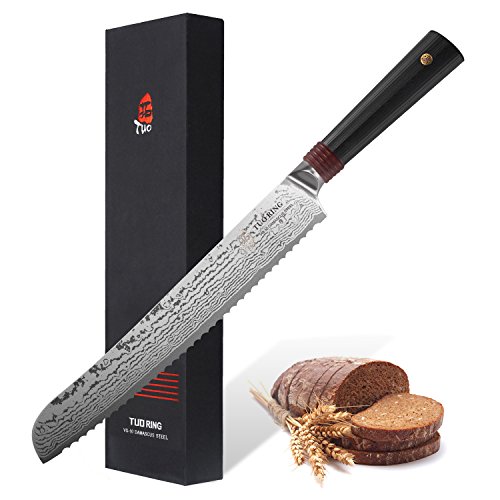 TUO Cutlery Ring Seires Japanese Damascus Serrated Bread Knife 9