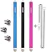 MEKO (3Pcs) Ultra Sensitive New Micro-Fiber Tip Stylus Pen for All Touch Screen Devices Bundle with 3 Replacement Tips,2 Elastic Lanyards (Black/Blue/Pink)
