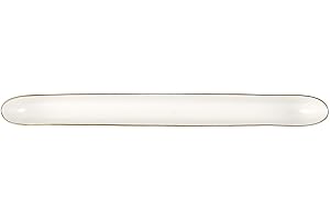 SANTA BARBARA DESIGN STUDIO Creative Brands SB Design Studio Table Sugar Ceramic Olive Boat Server, White/Gold, 16.25" W x 1.75" H x 1.5" D