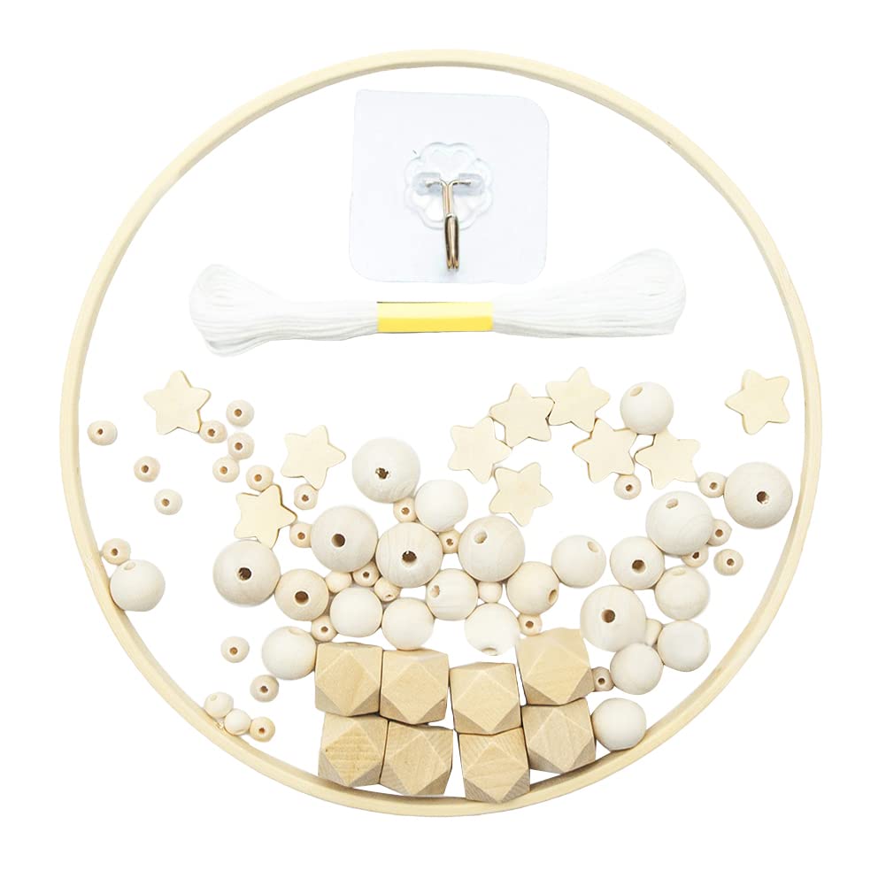 DIY Wooden Mobile Frame Wind Bell for Crib Pendants Handmade Wooden Garden Beads for Garden Bells Mobile Crib Kit