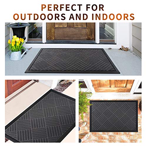 image for Mibao Durable Rubber Door Mat, Waterproof Non-Slip Easy Clean Low-Prof