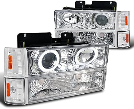 Amazon Com Gmc C10 C K Yukon Suburban Halo Led Chrome Projector Headlights Corner Bumper Automotive