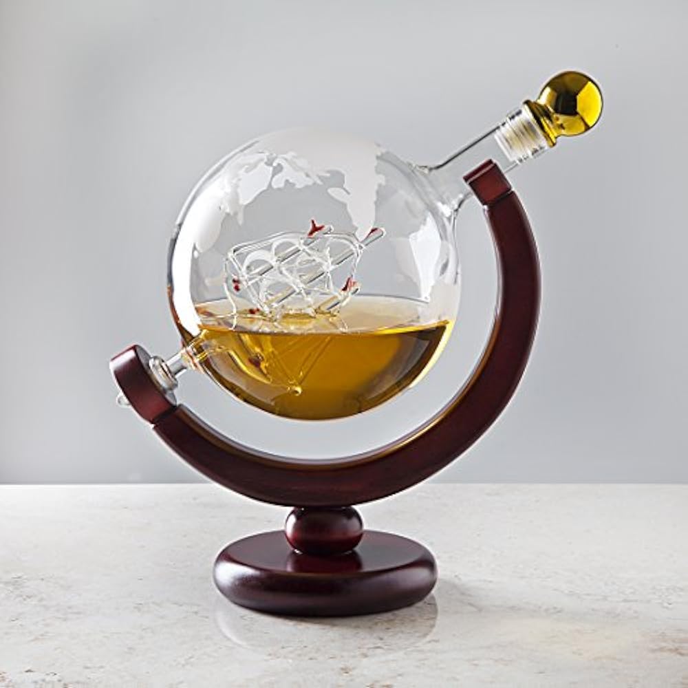 Whiskey Decanter Globe For Liquor, Scotch, Bourbon, Vodka Wine 850ml