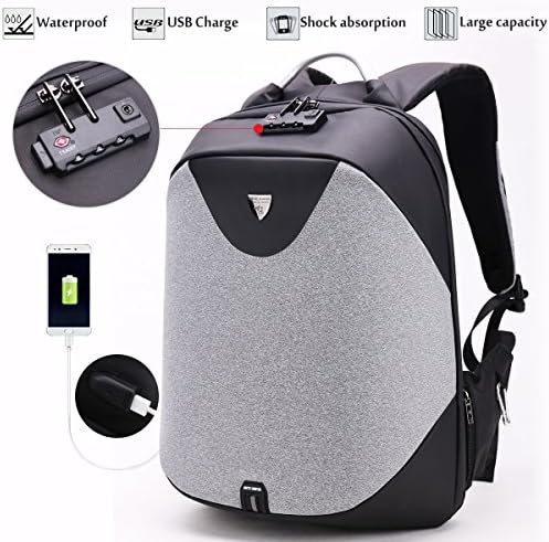 Unisex Business Travel Laptop Backpack Anti theft Childrens School Backpacks College Bag fits 17'' Notebook Water Resistant (Black-White)