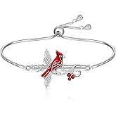 Fenthring Red Cardinal Bracelet for Women Cross Angel Wing Memorial Cardinal Appear When Angels Are Near Bracelets Bird Gifts for Loss of Loved Sympathy Jewelry