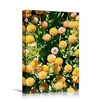 Canvas Wall Art Yellow Petals Colorful Farmhouse/Country Floral Multicolor Patterns Photography - 12x18 inches