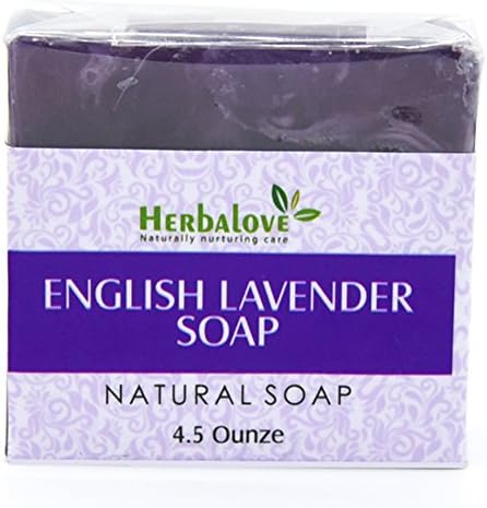 Herbalove English Lavender Natural Handmade Soap Bar. Loaded With Organic Skin Loving Oil, Makes a Wonderful and Gentle Face Soap or All Over Body Soap.