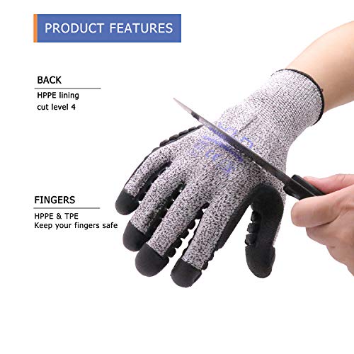Anti Vibration & Cut Resistance Full Finger Work Gloves With TPE Coated