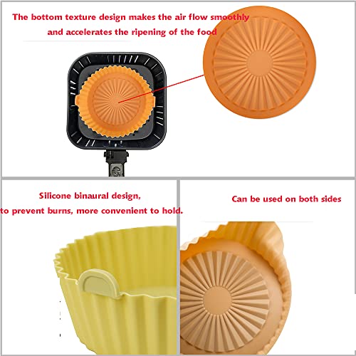 VNICE 3PCS Air Fryer Silicone Pot Replacement of Parchment Paper Liners - Non-stick Reusable Air Fryer Liners with 100pc Disposable Gloves for Baking Roasting Microwave Frying Pan (6.3\