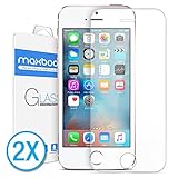 iPhone SE Screen Protector, Maxboost iPhone SE 5S 5 5C Glass Screen Protector [Tempered Glass] 0.2mm Ballistics Glass and work with Most Protective Case - Clear 2 Pack