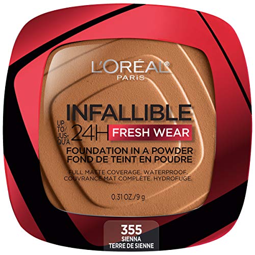 l'oreal paris infalible fresh wear base en polvo, hasta 24 horas de uso, 355 sienna, 0.31 fl oz