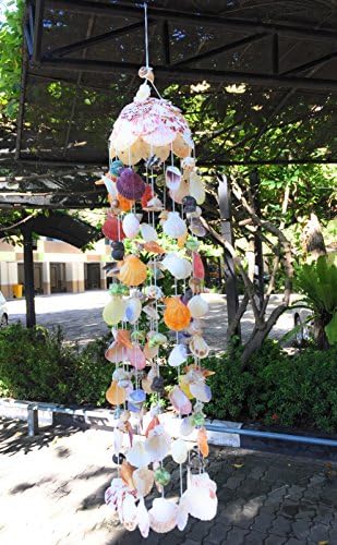 WD-Handmade Sea Shell Wind Chimes Scallop Shell Beautiful Nautical Hanging for Garden, Yard, Patio and Home Decor (Size 60 cm high) Natural Color