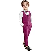 Yilaku Toddler Boy Dress Clothes, Kids Suits Sets, Boys Wedding Outfit, with Vest+Shirt+Pants+Bowtie 4Pcs