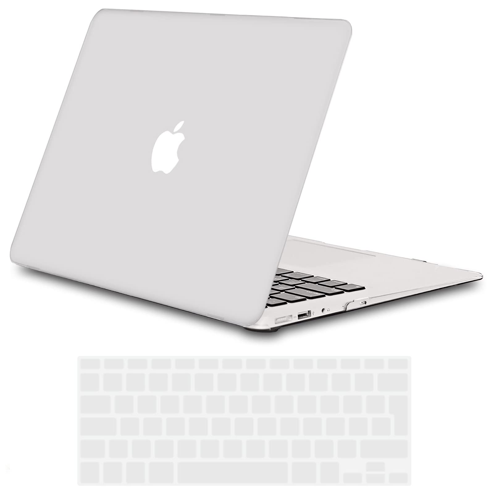 TECOOL Case compatible with old MacBook Air 13 inch 2010-2017 (A1466 A1369), Plastic Snap On Hard Shell Cover & UK EU Keyboard Protector, Frosted Clear (Matte)