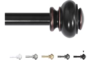 H.Versailtex Window Treatment Single Curtain Rods Set, 66 to 120 inch, 3/4 - Inch Diameter,with Finials, Matte Black (Antique