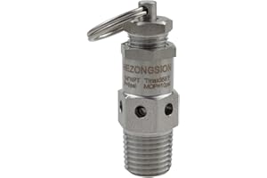 HEZONGSION 1/4" MNPT Pressure Relief Safety Valve,5psi Set Pressure,Stainless Steel SS304,Adjustable Range 0-10psi
