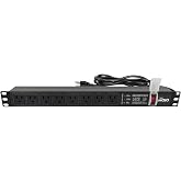 Tecmojo 1U Rack-Mount Horizontal 8-Outlet PDU, UL Listed PDU with Surge Protection LED Indicators 6ft Cord Power Distribution for IT and Network Server Racks(SKU# 13110801)