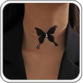 Erimberate Bohemian Crystal Lace Butterfly Choker Necklace Black Cz Butterfly Collar Necklace Butterfly Transparent Fishing Line Necklace Lace Black Butterfly Necklace Jewelry for Women