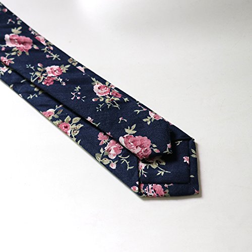 Floral Tie Men's Cotton Printed Flower Neck Tie Skinny Neckties (8502)