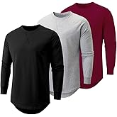 JMIERR Mens 3 Pack Cotton Hipster Hip Hop Longline Crewneck T-Shirt