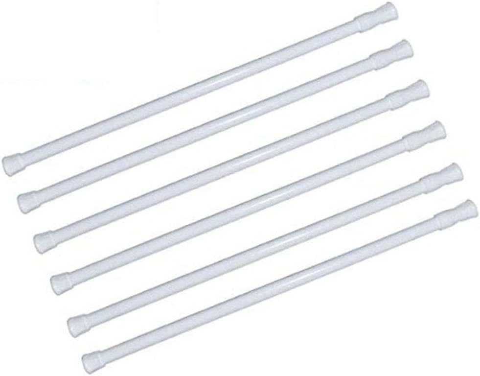 Window Treatment Hardware - 6 Pack Spring Tension Curtain Rod Adjustable Length for Kitchen, Bathroom, Cupboard, Wardrobe, Window, Bookshelf DIY Projects