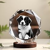 Dog Memorial Gifts - Personalized Memorial Gift for Dog, Cat, Animal Indoor, Custom Pet 3D Crystal Photo, Loss of Dog Cat Puppy Keepsake Bereavement Sympathy Gifts for Pet Lovers - Badge