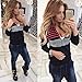 GBSELL Women Sexy Long Sleeve Spell Color Stripes Zipper Tops Shirt Blouse Coat (Black, L)