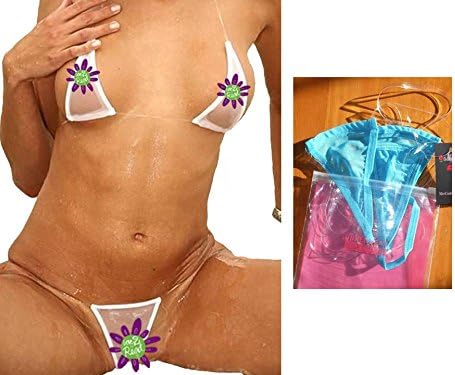 Only For the Very Daring! Extreme Ultra-Micro Transparent Bikini - Size L (Blue)