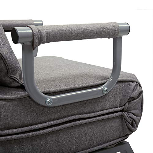 Gray Sofa Bed Arm Chair Convertible Single Dorm Room Couch Recliner Sleeper Folding - Thumbnail 4