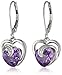 Amazon Collection 10k White Gold Gemstone and Diamond Accent Scroll Heart Drop Earrings
