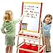 Magicfly Kids Art Easel with Paper Roll, Double Sided Toddler Children Easel Chalkboard and Magnetic Dry Erase Board for Kid Painting and Drawing, Multiple Art Accessories Included, Gift for Ages 2-10