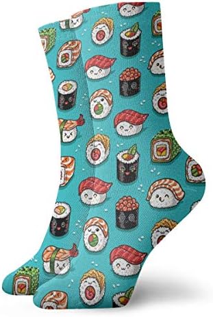 Cute Kawaii Sushi Size Men's Classics Cotton Dress Socks Flat Knit Fashion Crew Socks for Men 30 cm/11.8 inch