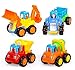 Fu T Powered Cars Push and Go Car Construction Vehicles Toys,Dump Truck, Cement Mixer, Bulldozer, Tractor, Back Cartoon Play for 1 2 3 Years Old Boys Toddlers Kids Gift ( Set of 4)