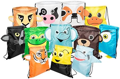Cute Bear Head 13.5 x 15 inch Fabric Novelty Drawstring Shoulder Backpack