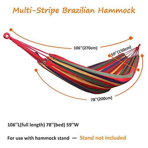 ANYOO Garden Cotton Hammock Comfortable Fabric Hammock with Tree Straps